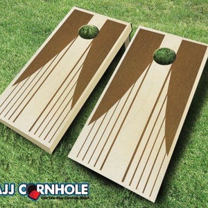 Chestnut Stained Swooping Stripes Cornhole Set with Bags - Cornhole Set - Quality Cornhole Set - Stained Cornhole Set  Stained Cornhole Game