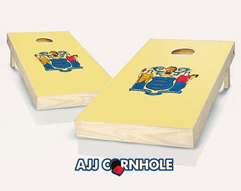 New Jersey State Flag Cornhole Set With Bags - Cornhole Set - Ocean Cornhole - Cornhole Set - Bean Bag Toss Set -