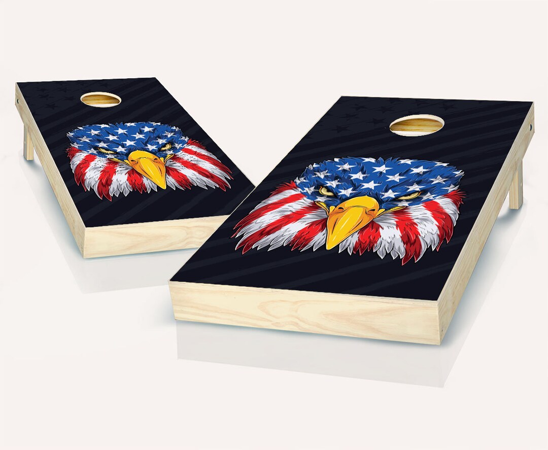 Premium Black & White Eagle Cornhole Game Set main image 0