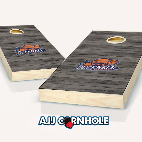 Officially Licensed Bucknell University Bison Distressed Cornhole Set with Bags - Bean Bag Toss - Bucknell Cornhole - Corn Toss - Corn hole