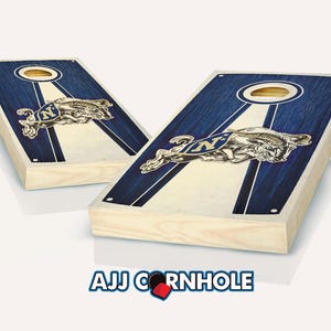 Officially Licensed US Naval Academy Pyramid Stained Cornhole Set with Bags Bean Bag Toss US Naval Academy Cornhole-Corn Toss-Corn hole image 1