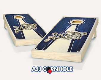 Officially Licensed US Naval Academy Pyramid Stained Cornhole Set with Bags - Bean Bag Toss - US Naval Academy Cornhole-Corn Toss-Corn hole