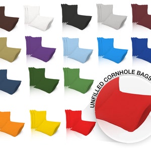 Unfilled Cornhole Bags Set of 8 - 17 Colors To Choose From - Homemade Quality Regulation Cornhole Bags - Bean Bag Toss - Tailgate