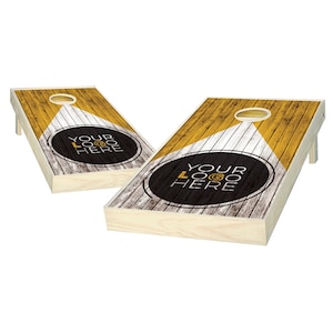 Custom Cornhole Set - Add Your Logo Here - Custom Wood Triangle Cornhole Boards - Custom Bag Toss - Outdoor Lawn Game - Regulation Size