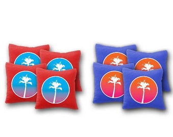 Sunset Palm Tree Cornhole Bags Set of 8 - Homemade Quality Regulation Cornhole Bags - Beach Cornhole - Tailgate- Cornhole Bags - Irish