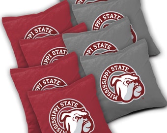 Officially Licensed Mississippi State Bulldogs Cornhole Bags Set of 8 - Top Quality - Regulation Cornhole Bags - Bean Bags