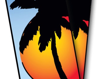 Sunset Cornhole Wraps - Cornhole Wraps - Cornhole Skins - Palm Tree Cornhole Board Wraps