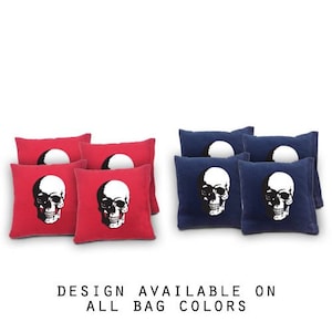Skull Cornhole Bags Set of 8 - Homemade Quality Regulation Cornhole Bags - 17 Colors To Choose From - Bean Bag Toss - Pirate Skull