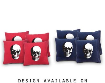 Skull Cornhole Bags Set of 8 - Homemade Quality Regulation Cornhole Bags - 17 Colors To Choose From - Bean Bag Toss - Pirate Skull