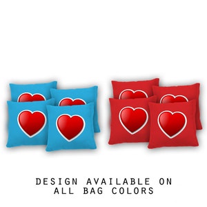 Red Heart Cornhole Bags Set of 8 - 17 Colors To Choose From -Homemade Quality Regulation Cornhole Bags -Bean Bag Toss - Red Heart