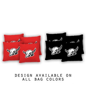 Bull Skull Mancave Cornhole Bags Set of 8 - 17 Colors To Choose From -Homemade Quality Regulation Cornhole Bags - Bean Bag Toss