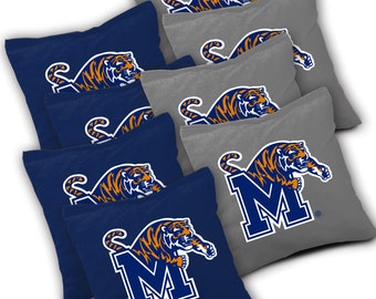 Officially Licensed Memphis Tigers Cornhole Bags Set of 8 - Top Quality - Regulation Cornhole Bags - Bean Bags