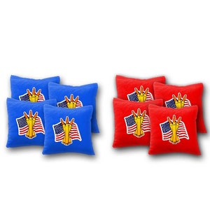USA Flag with Bullets Cornhole Bags Set of 8 - 17 Colors To Choose From -Homemade Quality Regulation Cornhole Bags - Bean Bag Toss