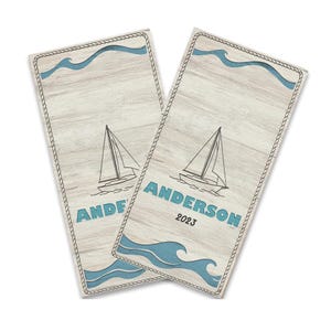 Personalized Wedding Nautical Sailing Waves On Wood Cornhole Wraps - Cornhole Wraps - Cornhole Skins - Vinyl Wrap