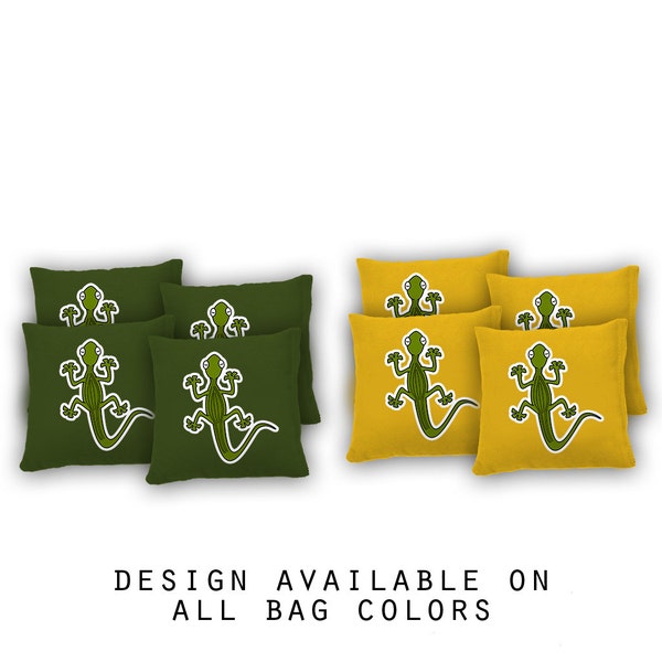 Gecko Cornhole Bags Set of 8 - 17 Colors To Choose From -Homemade Quality Regulation Cornhole Bags - Bean Bag Toss - Gecko Bean Bags