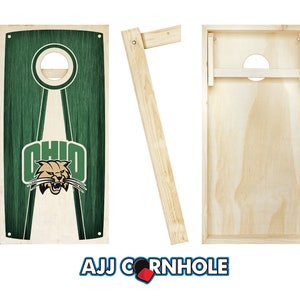 Officially Licensed Ohio Bobcats Pyramid Stained Cornhole Set With Bags ...