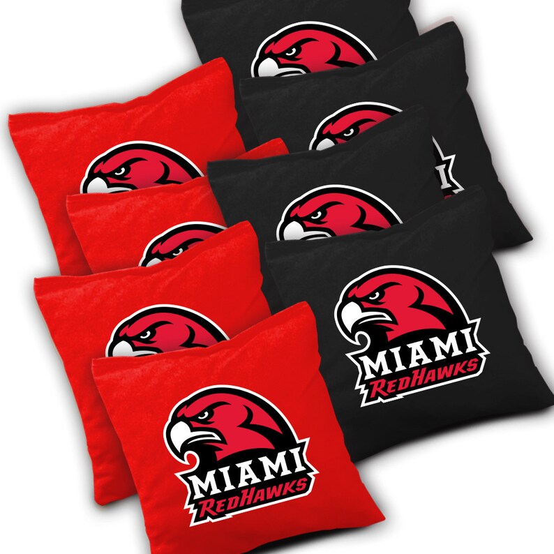 Miami Cornhole Corn hole Corn Toss Officially Licensed Miami Redhawks Distressed Cornhole Set with Bags Bean Bag Toss