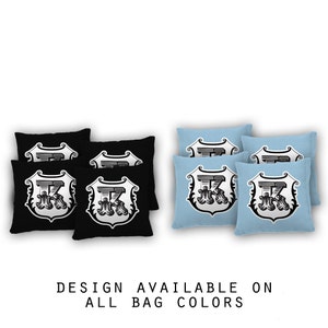 Monogrammed Shield Cornhole Bags Set of 8 - 17 Colors To Choose From -Homemade Quality Regulation Cornhole Bags - Bean Bag Toss