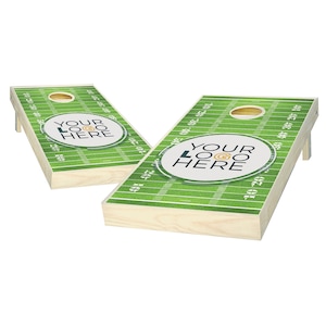 Custom Cornhole Set - Add Your Logo Here - Custom Football Field Cornhole Boards - Custom Bag Toss - Outdoor Lawn Game - Regulation Size