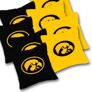 Officially Licensed Iowa Hawkeyes Cornhole Bags Set of 8 - Top Quality - Regulation Cornhole Bags - Bean Bags