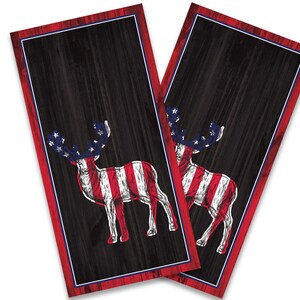 Patriotic Buck Landmarks Cornhole Wraps - Cornhole Wraps - Cornhole Skins - Vinyl Wrap
