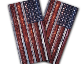 Country Rustic American Flag Cornhole Wraps - Cornhole Wraps - Cornhole Skins - Vinyl Wrap