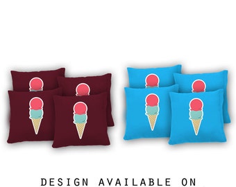 Ice Cream Cornhole Bags Set of 8 - 17 Colors To Choose From -Homemade Quality Regulation Cornhole Bags -Bean Bag Toss - Ice Cream