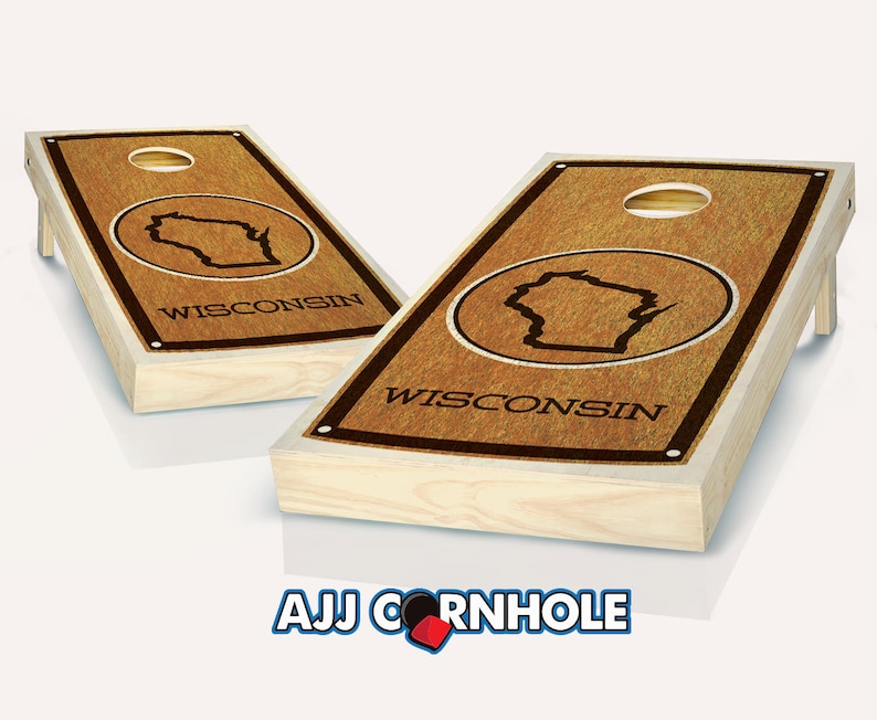 Wisconsin Cornhole Set Quality Cornhole Set Cornhole Set Stained Cornhole Set Stained Wisconsin State Cornhole Set with Bags