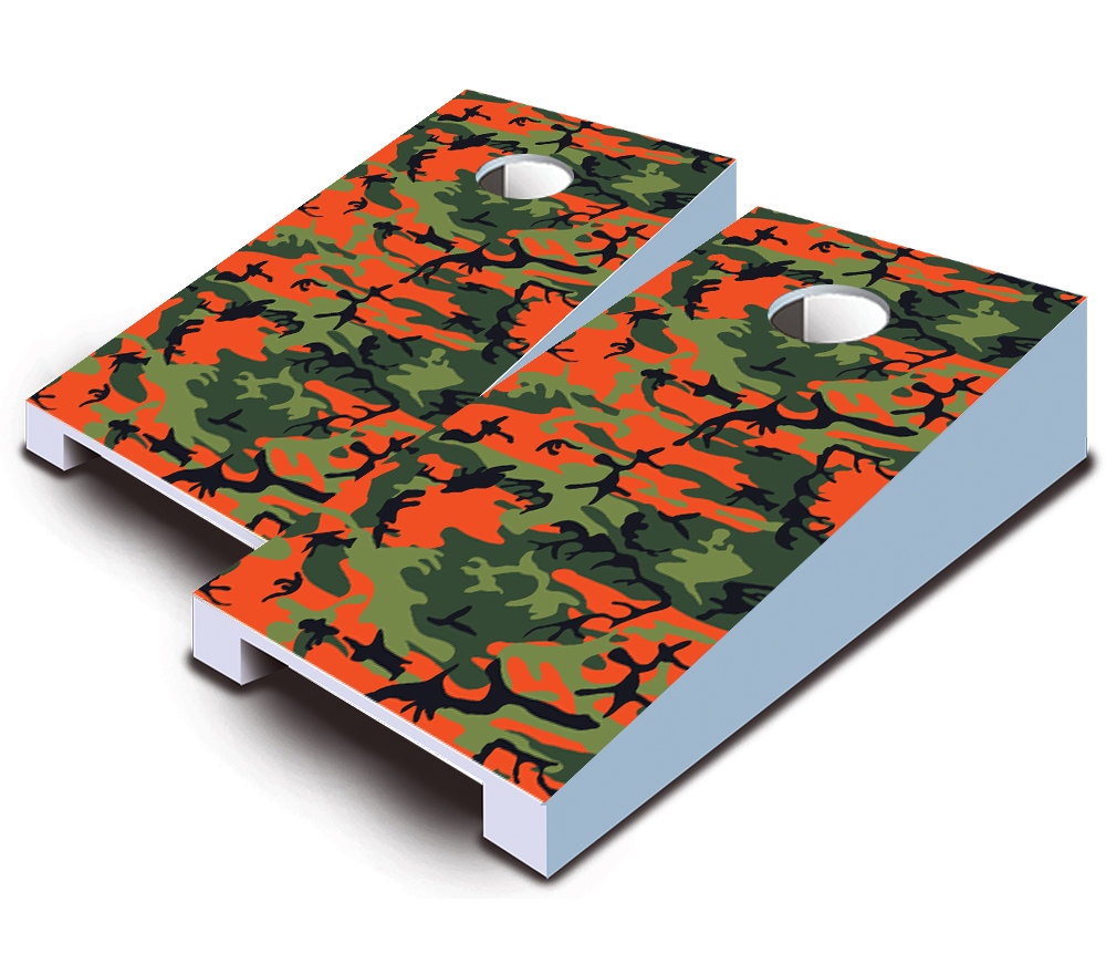 Orange Camo Tabletop Cornhole Set with Bags Desktop Cornhole Etsy