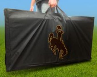 NCAA Licensed Wyoming Cornhole Carrying Case - Wyoming Cornhole Carry Bag - Durable Carry Case for Cornhole Boards