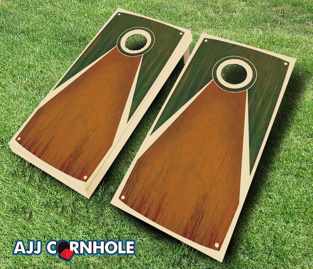 Tarpis Green Chestnut Stained Cornhole Set With Bags Etsy