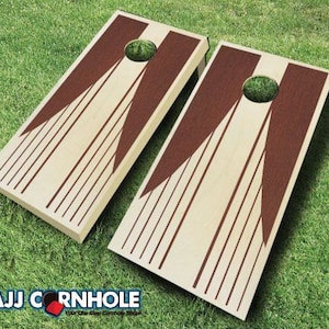 Rosewood Stained Swooping Stripes Cornhole Set with Bags - Cornhole Set - Quality Cornhole Set - Stained Cornhole Set  Stained Cornhole Game