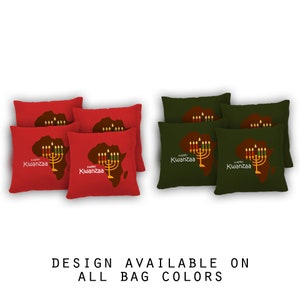 Kwanza Cornhole Bags Set of 8 - 17 Colors To Choose From - Homemade Quality Regulation Cornhole Bags - Bean Bag Toss