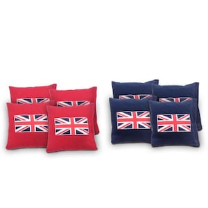 Union Jack Cornhole Bags Set of 8 - Homemade Quality Regulation Cornhole Bags - 17 Colors To Choose From - Bean Bag Toss - Cornhole