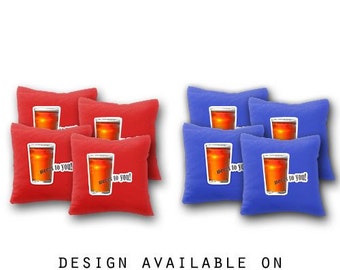 Beers to You Cornhole Bags Set of 8 - Homemade Quality Regulation Cornhole Bags - 17 Colors To Choose From - Bean Bag Toss - Cornhole Bags