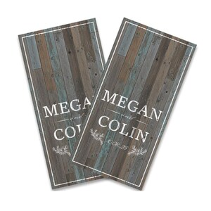 Personalized Wedding Distressed Teal Wood Vertical Planks Cornhole Wraps - Cornhole Wraps - Cornhole Skins - Vinyl Wrap