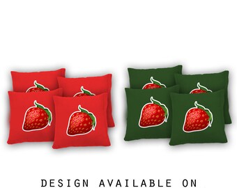 Strawberry Cornhole Bags Set of 8 - 17 Colors To Choose From -Homemade Quality Regulation Cornhole Bags - Bean Bag Toss - Strawberry Bags