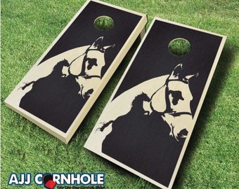 Horse Stained Cornhole Set EBONY with bags - Cornhole Set  - Stained Cornhole Set -Horse Cornhole Set - Horse Stained Cornhole Set