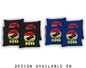 Toss Like A Boss Cornhole Bags Set of 8 -17 Colors To Choose From -Homemade Quality Regulation Cornhole Bags - Bean Bag Toss