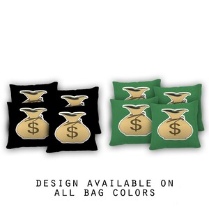 Money Bags Cornhole Bags Set of 8 - 17 Colors To Choose From -Homemade Quality Regulation Cornhole Bags - Bean Bag Toss - Money Bean Bags