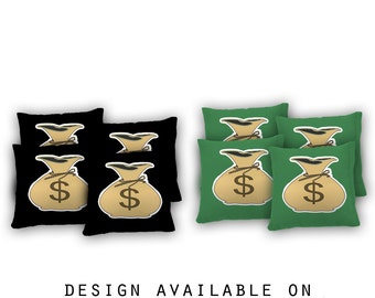 Money Bags Cornhole Bags Set of 8 - 17 Colors To Choose From -Homemade Quality Regulation Cornhole Bags - Bean Bag Toss - Money Bean Bags