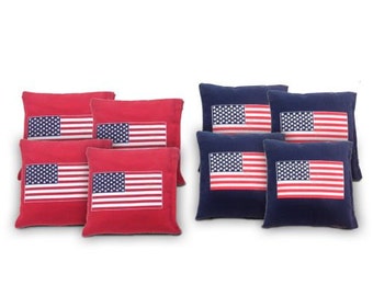 USA Flag Cornhole Bags Set of 8 - Homemade Quality Regulation Cornhole Bags - Patriotic Cornhole - Tailgate- Cornhole Bags - USA Flag -