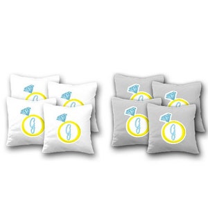 Custom Wedding Ring Cornhole Bags Set of 8 - 17 Colors To Choose From - Homemade Quality Regulation Cornhole Bags - Wedding Cornhole Bags