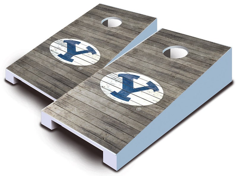 Mini Toss Officially Licensed BYU Cougars Distressed Tabletop Cornhole Set with Bags Corn Toss Desktop Cornhole Mini Cornhole
