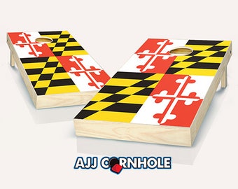 Maryland Flag Cornhole Set With Bags - Cornhole Set - Maryland Cornhole - Cornhole Set - Bean Bag Toss Set -