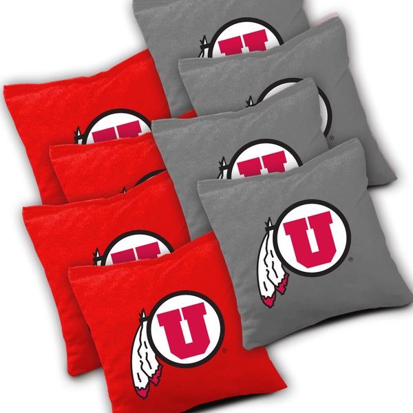 Officially Licensed Utah Utes Cornhole Bags Set of 8 - Top Quality - Regulation Cornhole Bags - Bean Bags