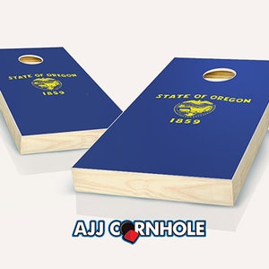 Oregon State Flag Cornhole Set With Bags - Cornhole Set - Ocean Cornhole - Cornhole Set - Bean Bag Toss Set -