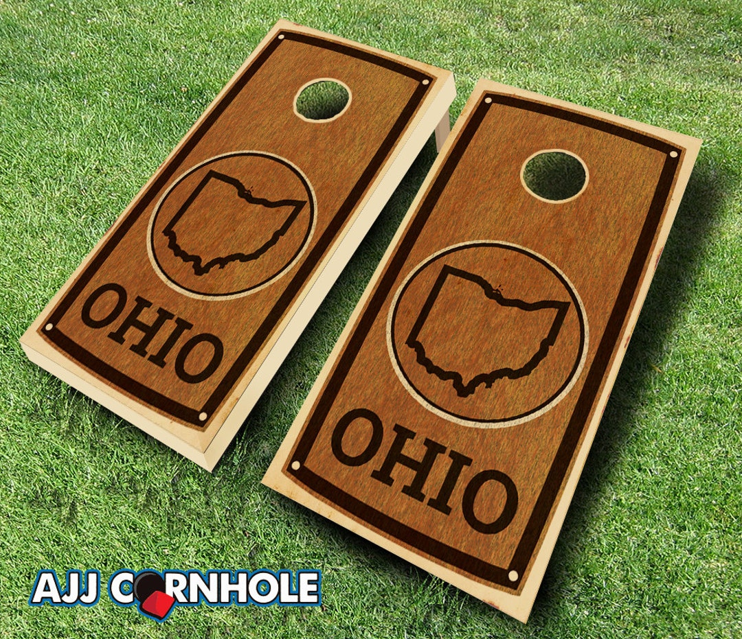 Stained "ohio" State Cornhole Set With Bags - Cornhole Set - Quality ...