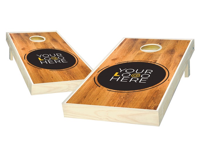 Custom Cornhole Set - Add Your Logo Here - Custom Wood Box Cornhole Boards - Custom Bag Toss - Outdoor Lawn Game - Regulation Size