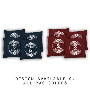 Circle Flower Bride and Groom Cornhole Bags Set of 8-17 Colors to Choose From-Homemade Quality Regulation Cornhole Bags-Bean Bag Toss